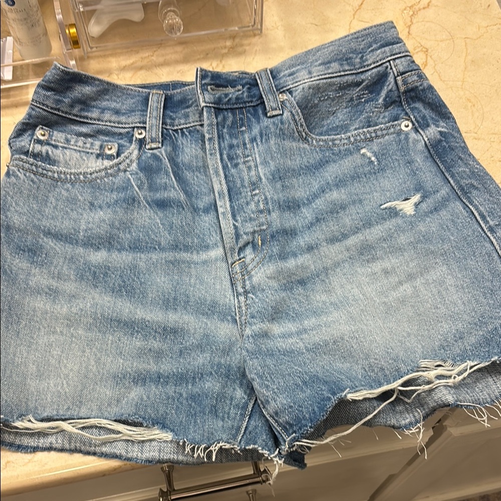 Pistola Light Blue Distressed Jean Shorts